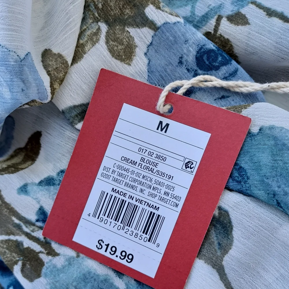 Mossimo Supply Co. Target Blue Floral Boho Blouse Size Medium NEW NWT - Picture 11 of 11